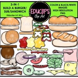 250x250 Fun Foods Clip Art Big Bundle (Color And Bampw)