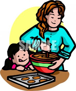 292x350 Royalty Free Clip Art Image Little Girl And Her Big Sister Baking