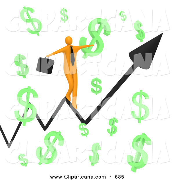 600x620 Clip Art Of A Happy Orange Businessman Carrying A Briefcase