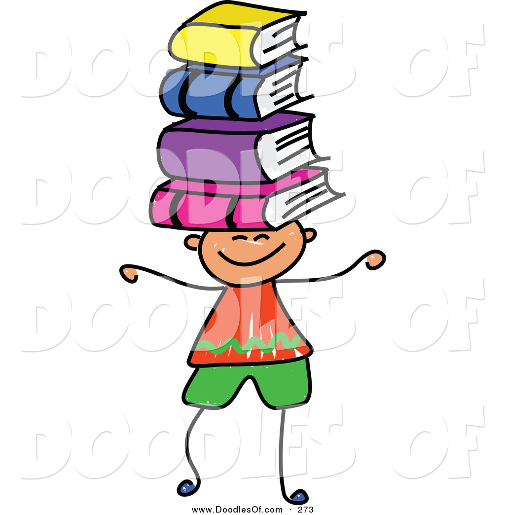 1024x1044 Vector Clipart Of A Childs Sketch Of A Happy Boy Balancing Books