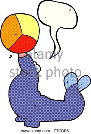 300x441 Freehand Drawn Cartoon Seal Balancing Ball Stock Vector Art