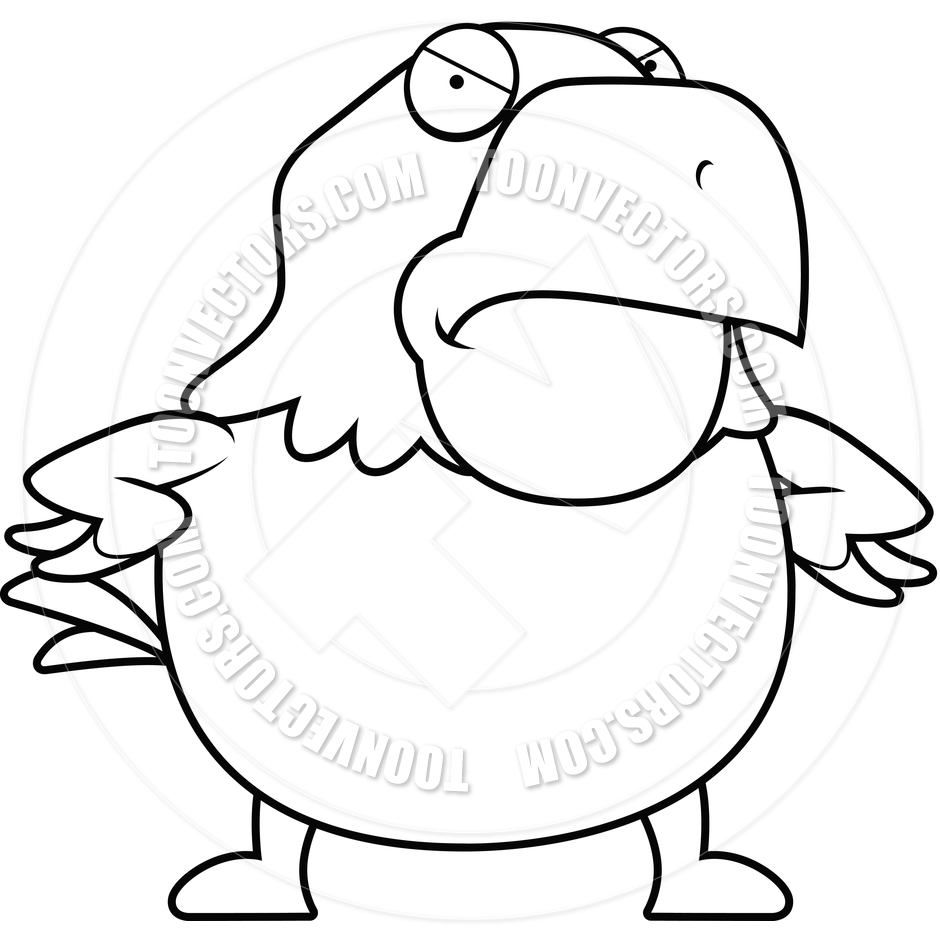 940x940 Cartoon Bald Eagle Angry (Black And White Line Art) By Cory Thoman