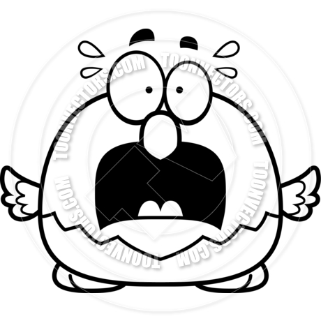 460x460 Cartoon Little Bald Eagle Scared (Black And White Line Art) By