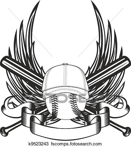 419x470 Clipart Of Ball In Baseball Cap And Wings K9523243