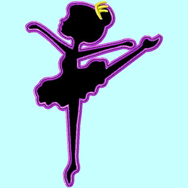 386x386 Ballerina With Tiara Outline Applique Embroidery Design
