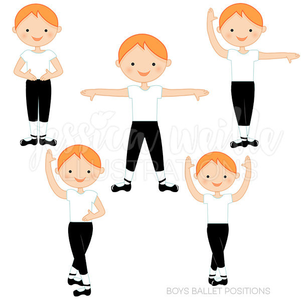 600x600 Auburn Boys Ballet Positions Cute Digital Clipart Ballerina