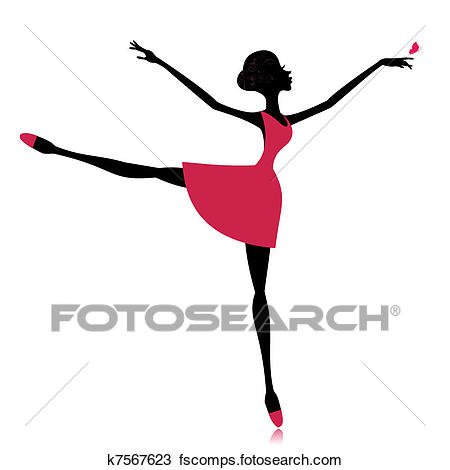 450x470 Clipart Of Graceful Dancer With A Butterfly K7567623