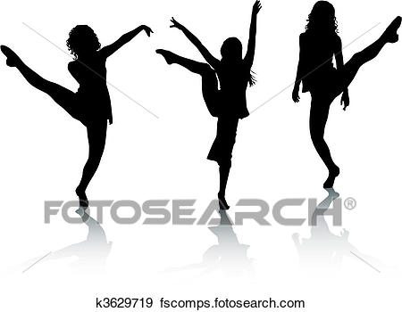450x350 Clip Art Of Silhouette Girls Dance K3629719