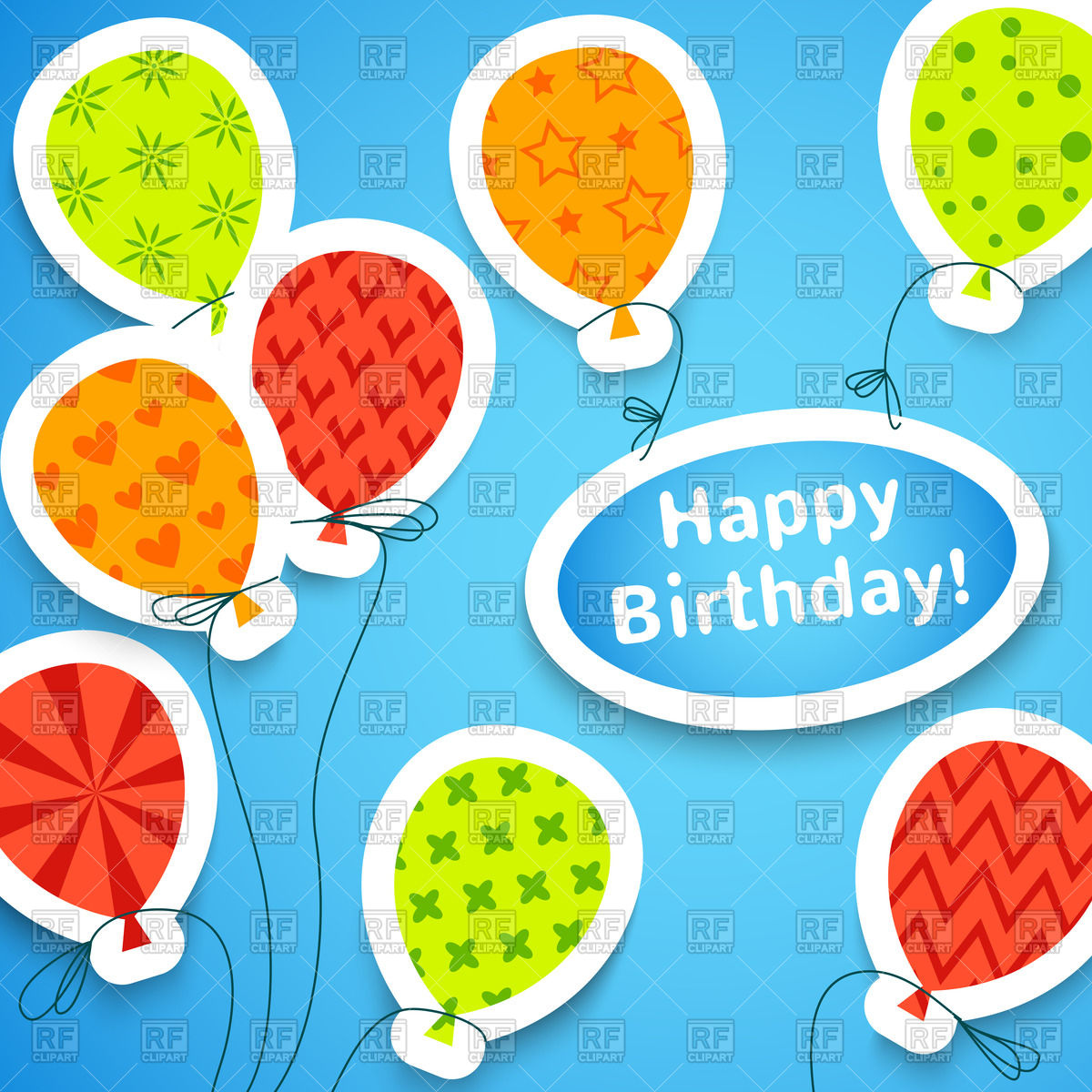 1200x1200 Birthday Colorful Applique Background With Balloons Royalty Free