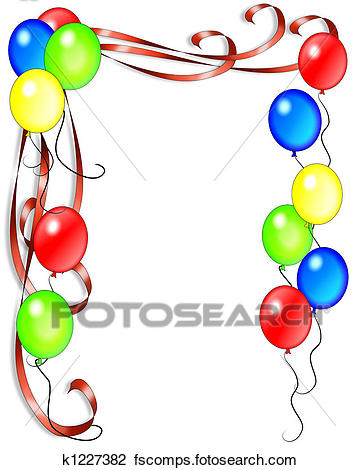 360x470 Clip Art Of Birthday Balloons And Ribbons K1227382