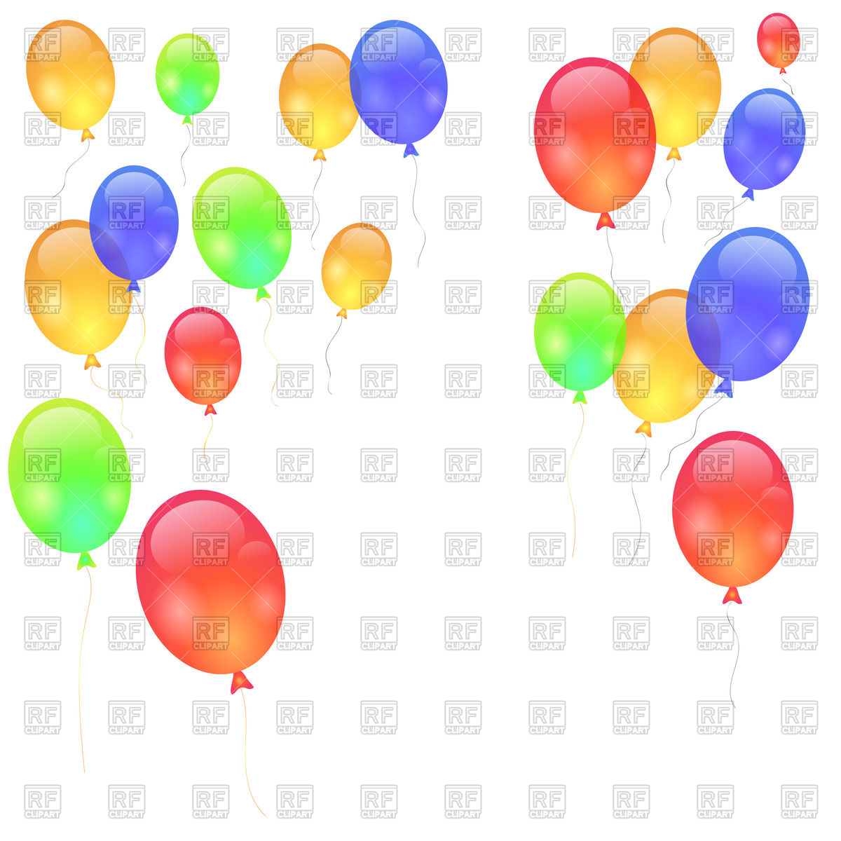 1200x1200 Colorful Balloons Isolated On White Background Royalty Free Vector