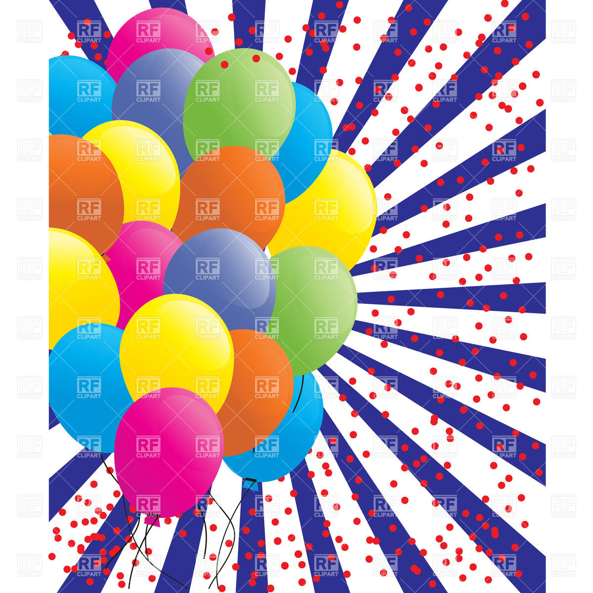 1200x1200 Festive Background With Multicolored Balloons And Rays Royalty