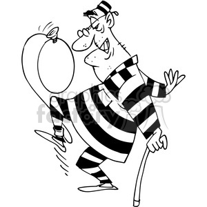 300x300 Royalty Free Cartoon Man In Prison With A Balloon Tied To His