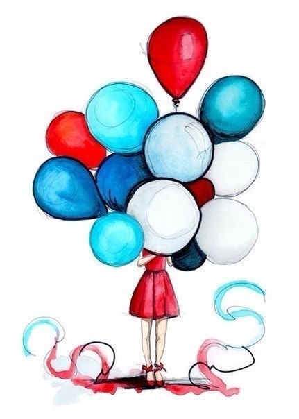 431x604 Drawing Girl Hiding Behind Balloons A R T