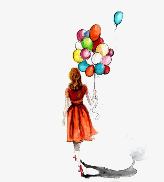 564x626 Drawing Balloons, Creative, Street Beat Girls, Drawing Girls Png