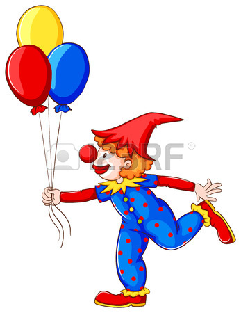 347x450 A Coloured Drawing Of A Clown With Balloons On A White Background