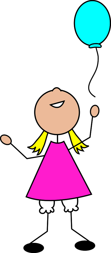 449x1024 Clip Art Illustration Of A Cartoon Girl With A Balloon