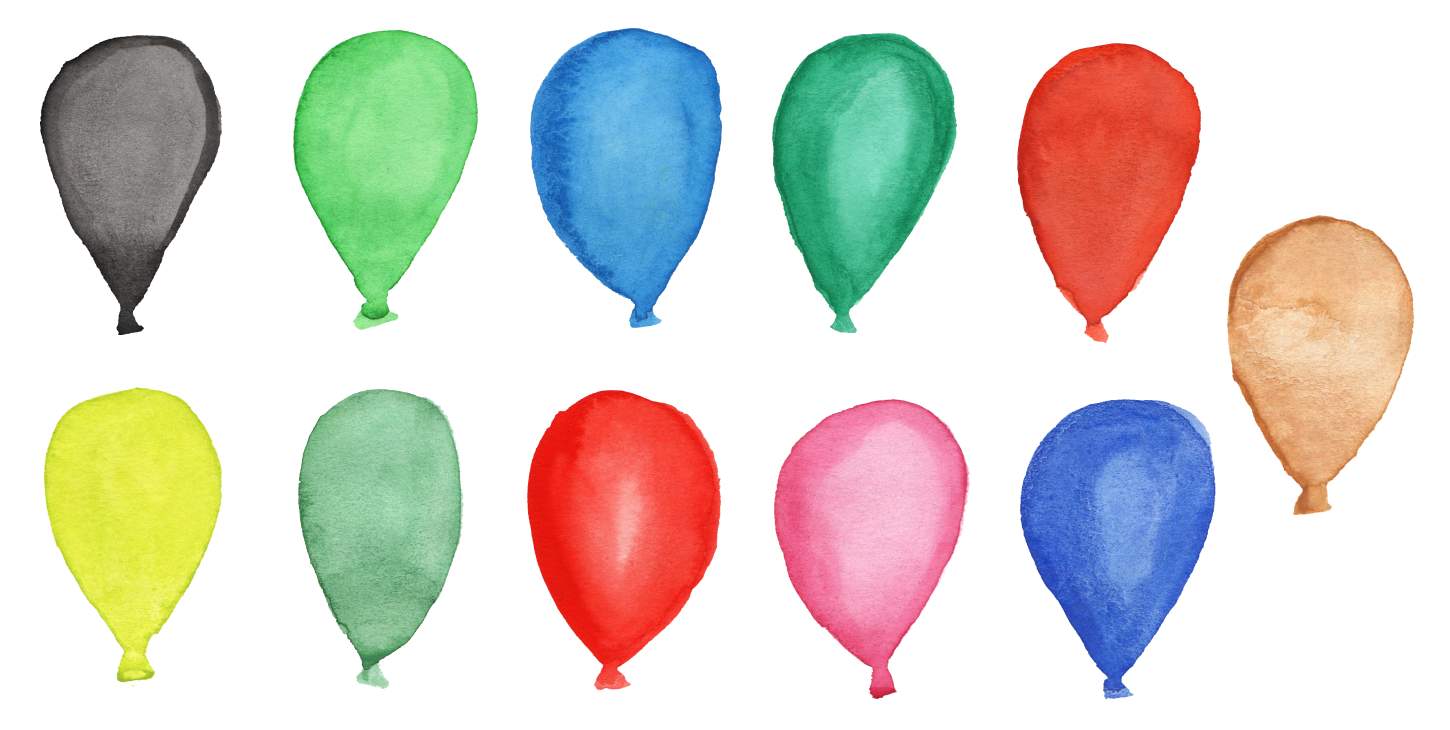 1450x730 11 Watercolor Balloons (Png Transparent) Vol. 2
