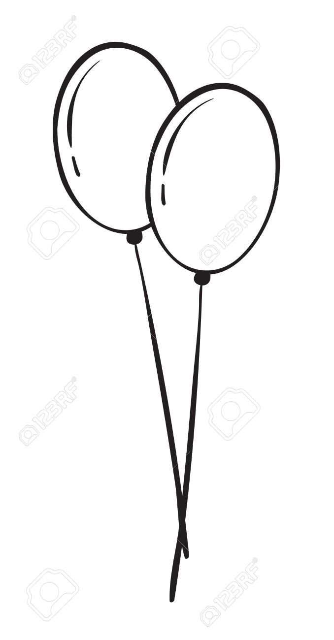 678x1300 Illustration Of A Sketch Of Balloons On A White Background Royalty