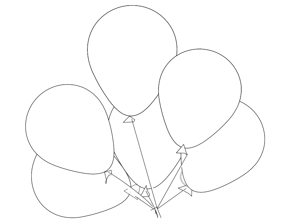 999x749 Clip Art Balloons Black White Line Art Svg