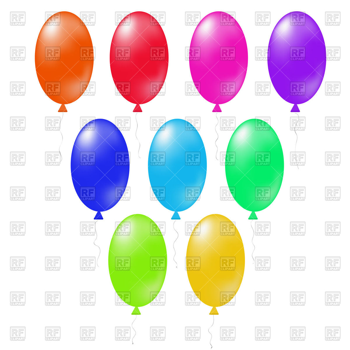1200x1200 Oval Colored Balloons Royalty Free Vector Clip Art Image