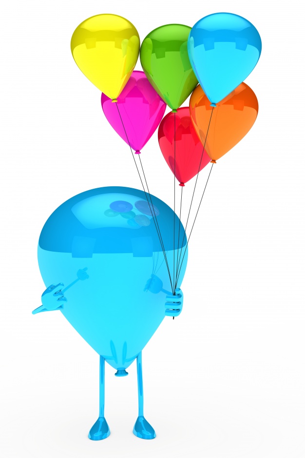 626x939 Blue Balloon Holding Colorful Balloons Photo Free Download