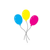 160x160 A Bouquet Of Realistic Balloons On A Blue Transparent Background