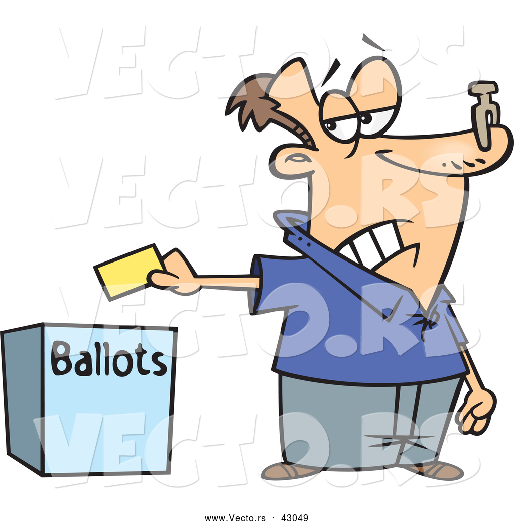 1024x1044 Vector Of A Unhappy Cartoon Voter Putting His Ballot In A Box