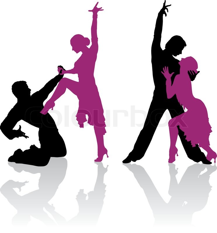 743x800 Detailed Silhouettes Of Couple Dancing Ballroom Dance Stock
