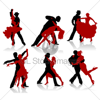 325x325 Silhouettes Of The Pairs Dancing Ballroom Dances. Gl Stock Images