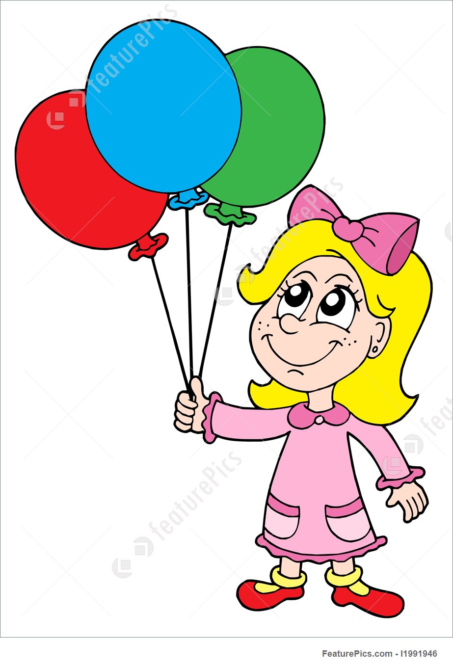 923x1359 Small Girl With Balloons Vector