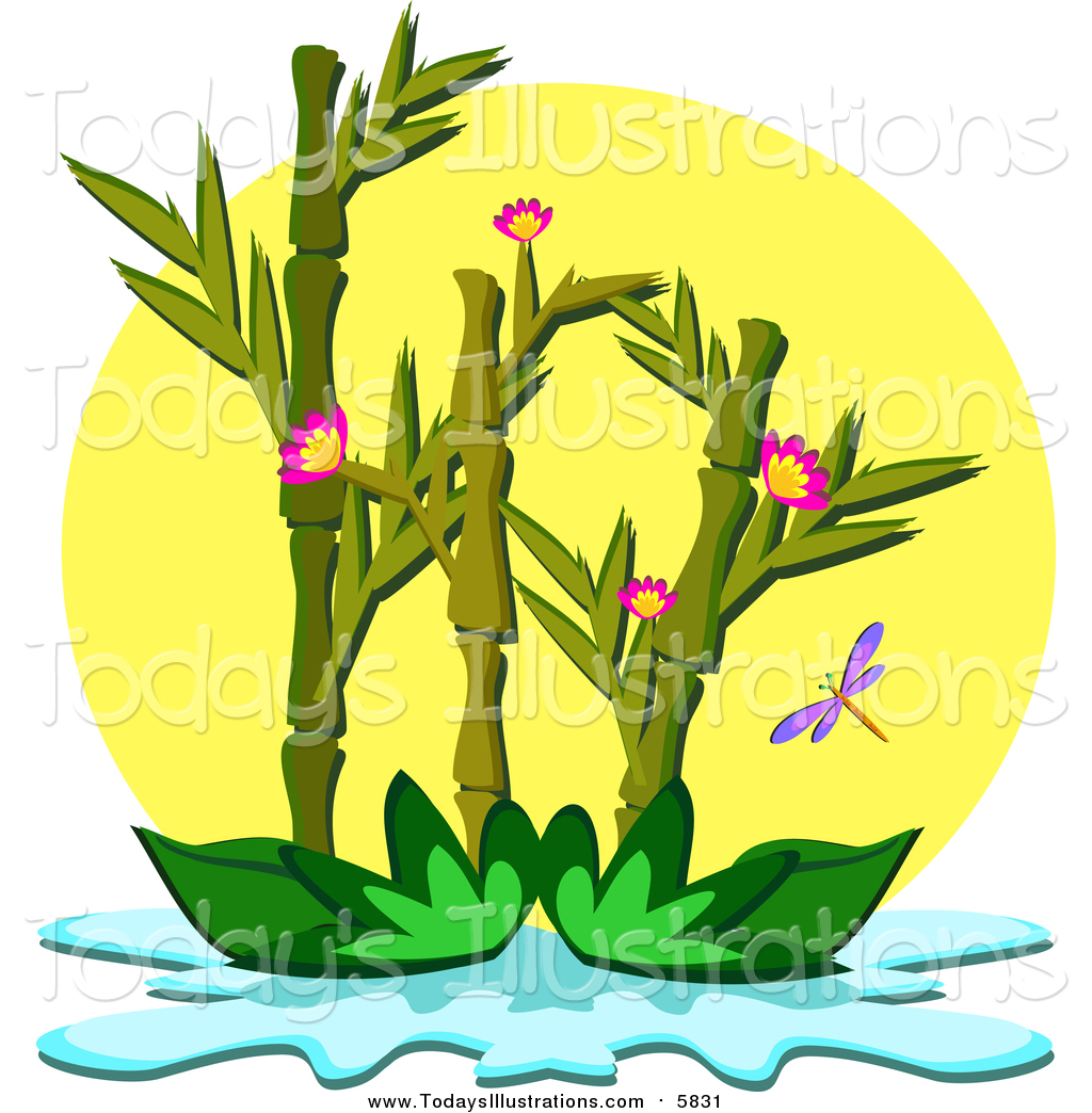 1024x1044 Clipart Of A Bamboo Plant On A Pond By Bpearth