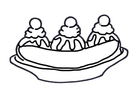 576x384 Banana Split Clipart Black And White
