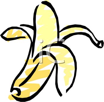 350x342 Picture Of A Cartoon Of A Half Peeled Banana In A Vector Clip Art