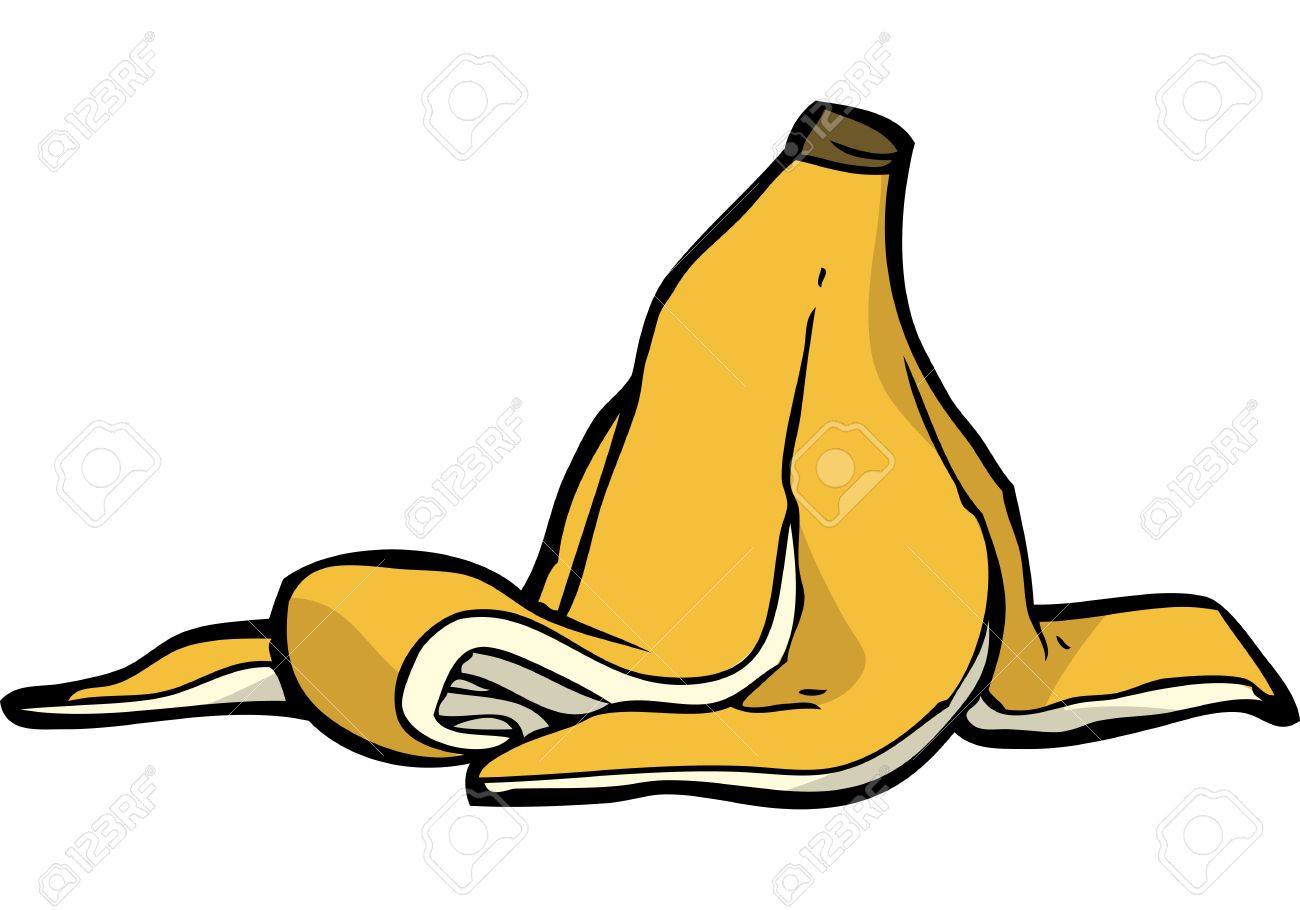 1300x910 Cartoon Banana Peel On A White Background Royalty Free Cliparts