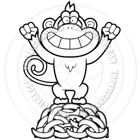 460x460 Cartoon Monkey Bananas (Black And White Line Art) By Cory Thoman