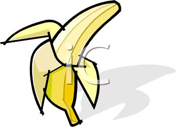 350x253 Picture Of A Half Peeled Banana On A White Background In A Vector