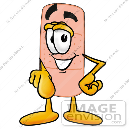 450x450 Clip Art Graphic Of A Bandaid Bandage Cartoon Character Pointing