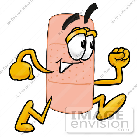 450x450 Clip Art Graphic Of A Bandaid Bandage Cartoon Character Running