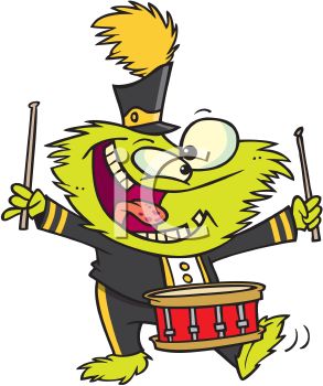 293x350 Cartoon Of A Monster Playing Drums In A Marching Band