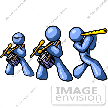 450x450 Clip Art Graphic Of Blue Guy Characters Playing Drums And Flutes