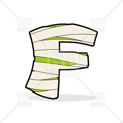 400x400 Green Letter F With Medical Bandage, Mummy Abc Royalty Free Vector