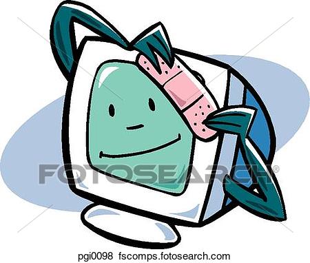 450x382 Stock Illustration Of Computer Putting On A Bandage Pgi0098