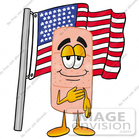 450x450 Clip Art Graphic Of A Bandaid Bandage Cartoon Character Pledging