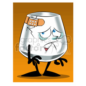 300x300 Royalty Free Larry The Cartoon Glass Character With Crack And Band