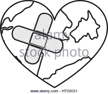 368x320 Earth Planet Heart With Band Aid Icon Stock Vector Art