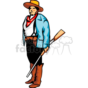 300x300 Royalty Free Cowboy Holding A Rifle Gun Wearing A Red Bandana