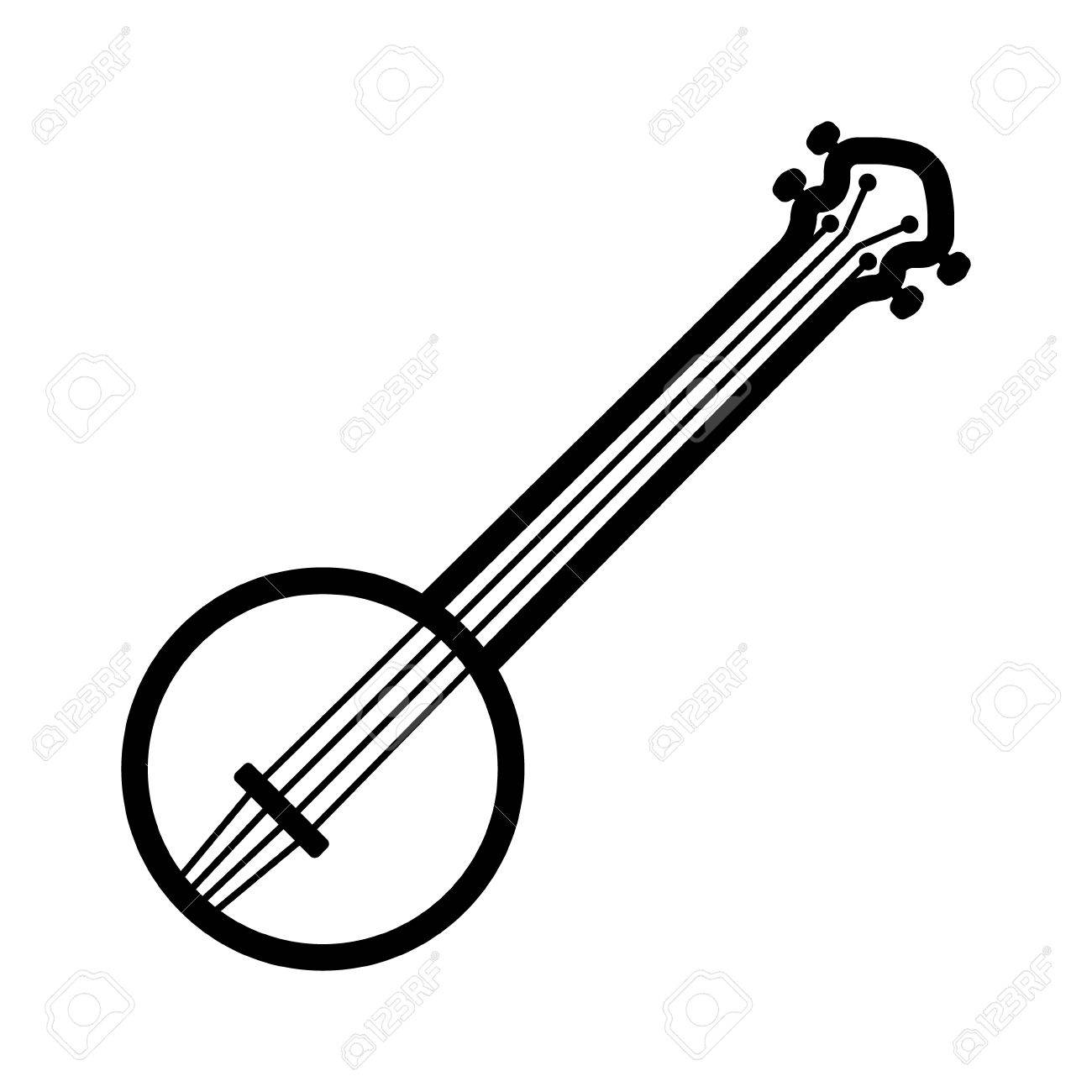 1300x1300 Banjo Musical Instrument With Strings Line Art Icon For Music