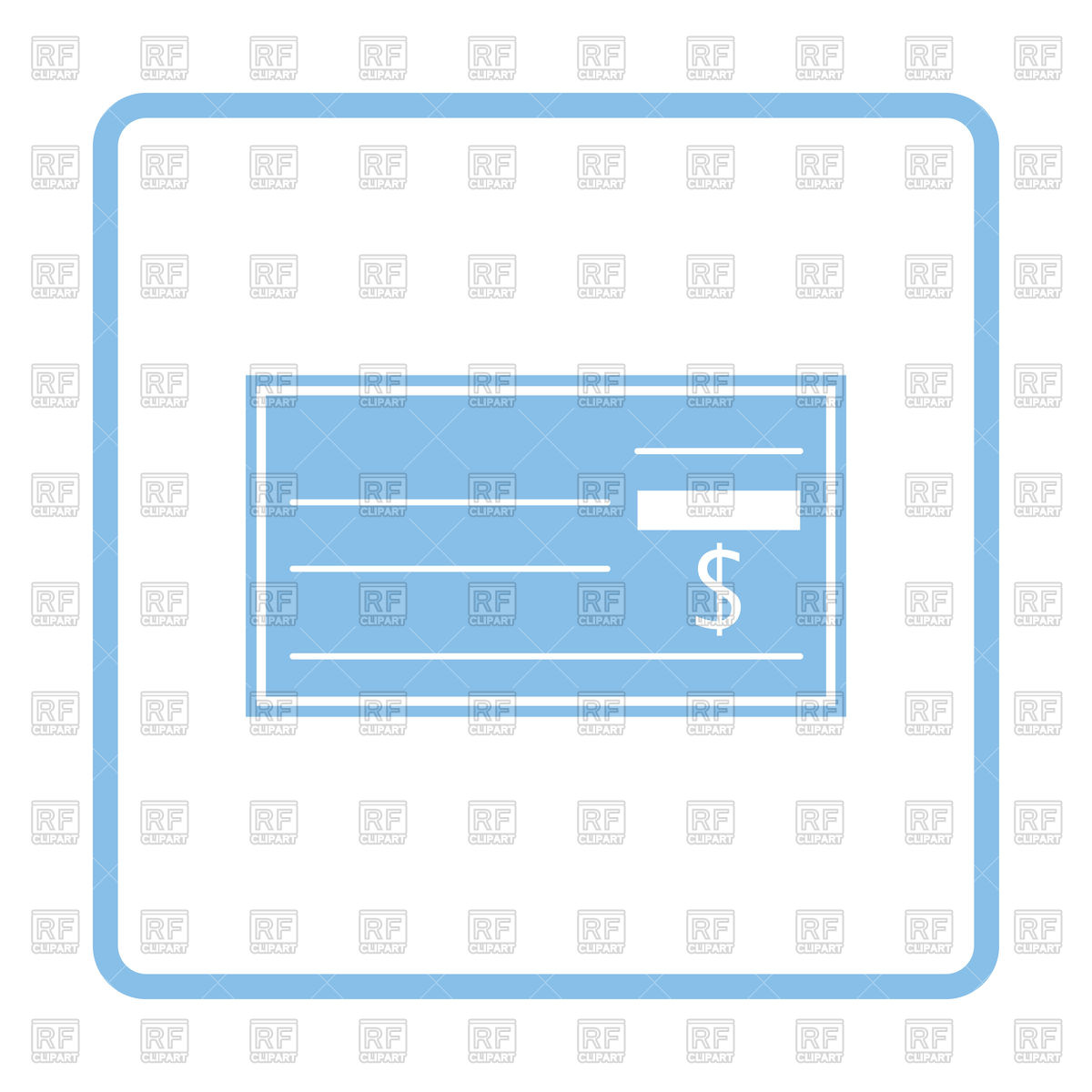 1200x1200 Blue Frame Design Of Bank Check Icon Royalty Free Vector Clip Art