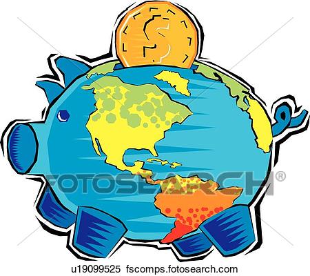 450x400 Clipart Of Piggy Bank Earth U19099525